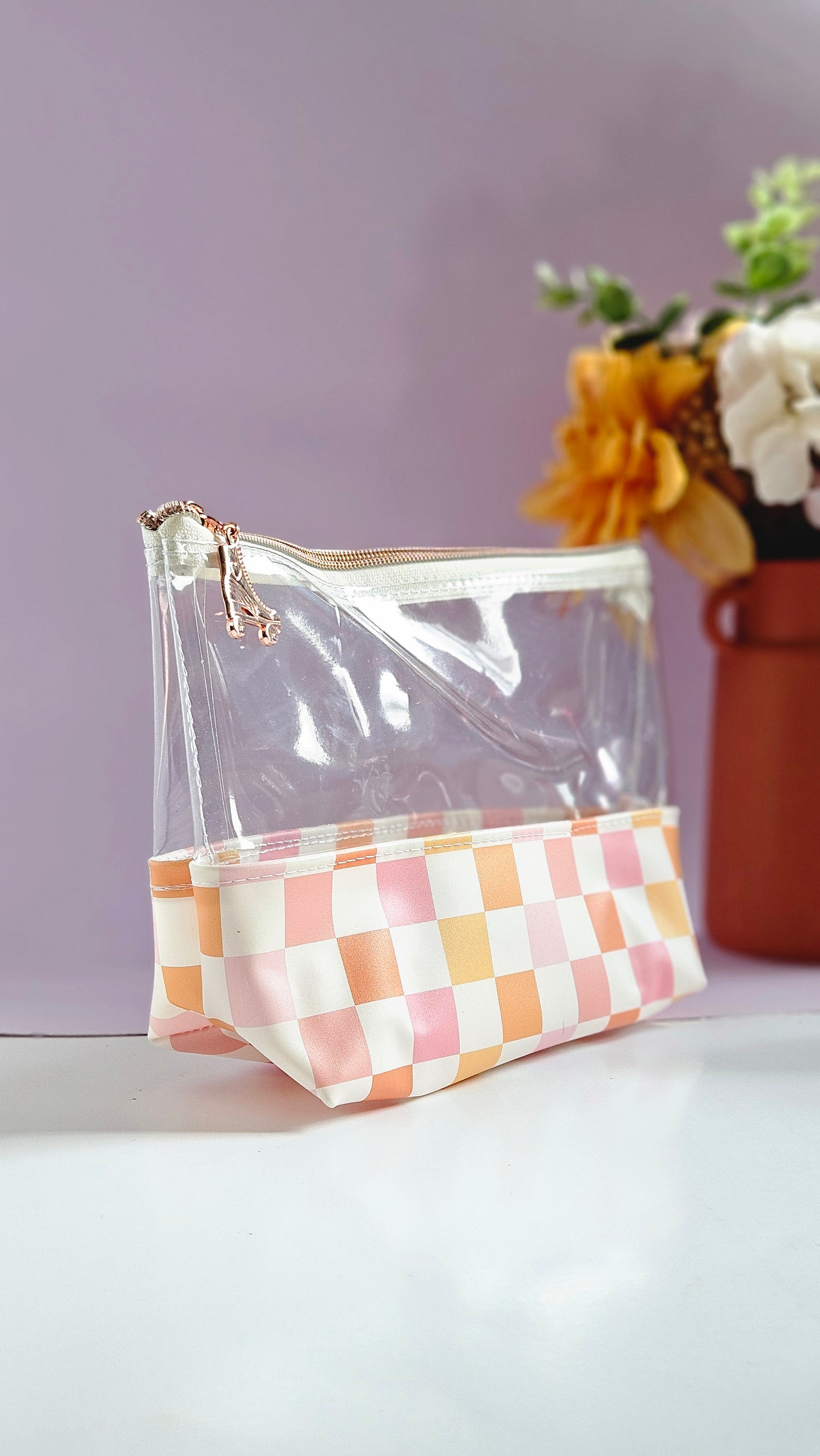 Clear Checkered Vinyl Pouch