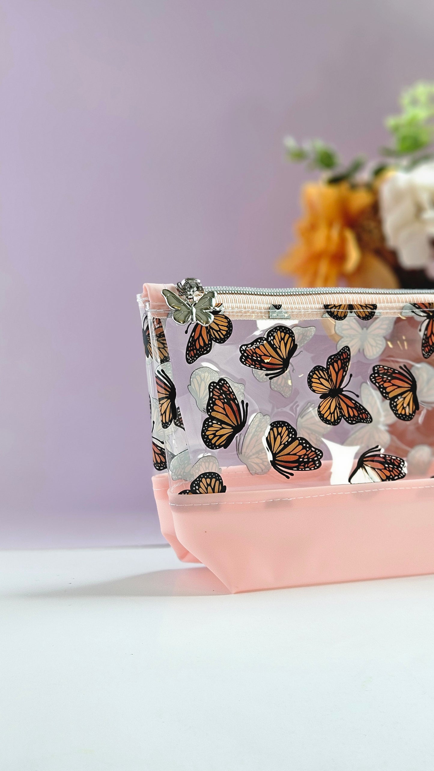 Clear Monarch Butterfly Vinyl Pouch