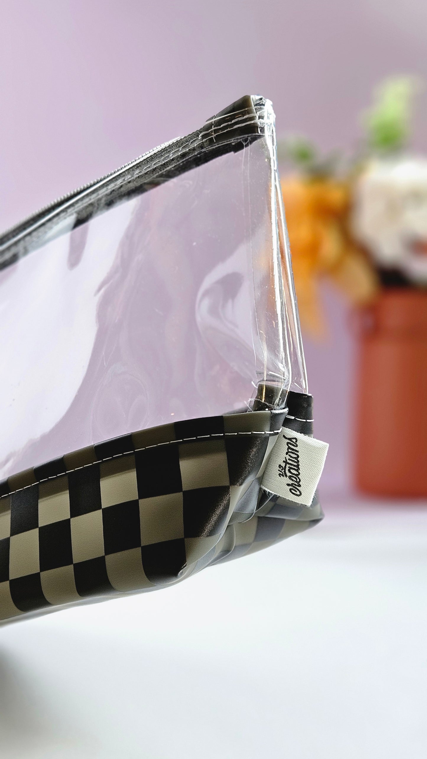 Black Checkered Vinyl Pouch