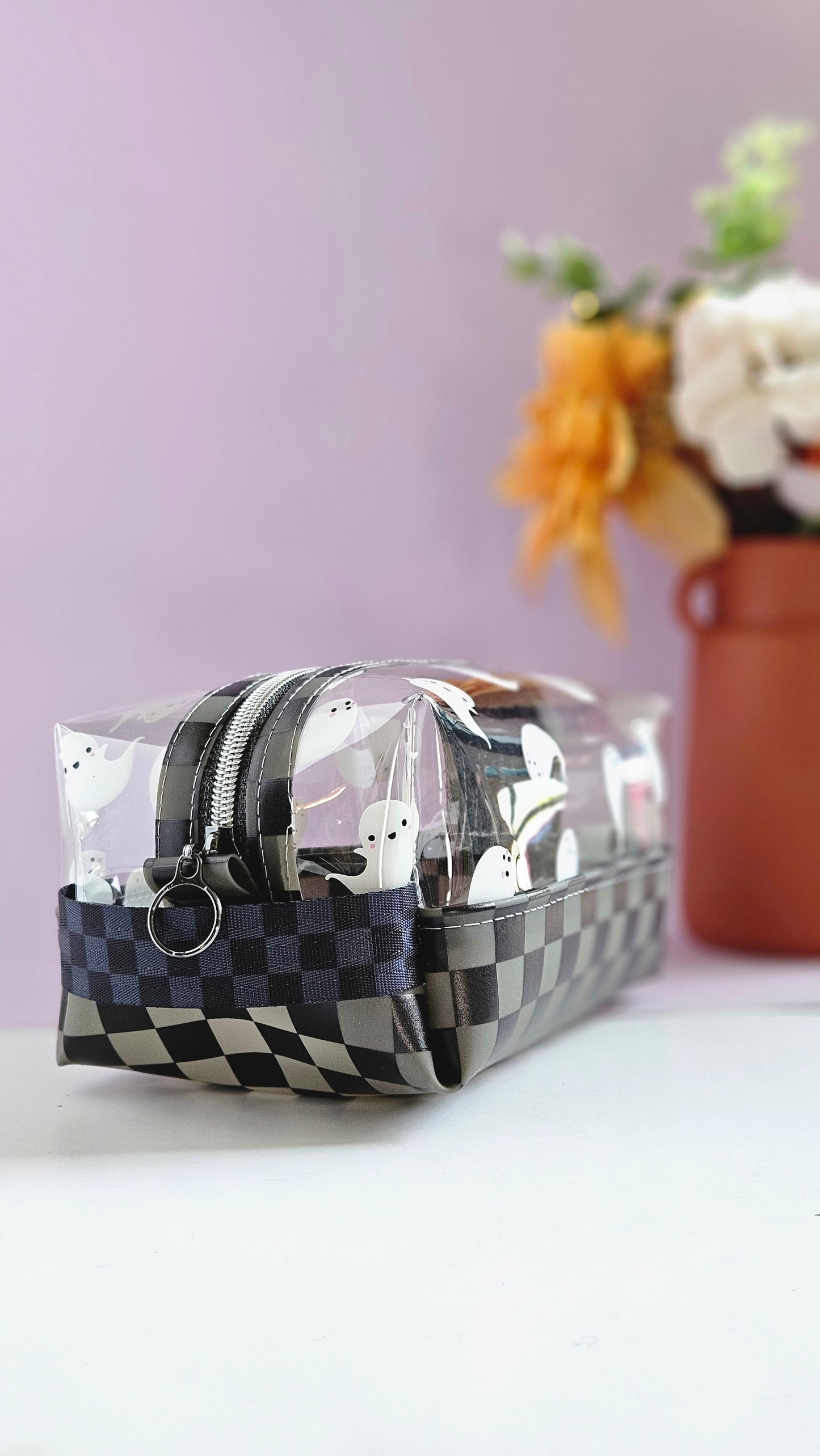 Vinyl Boxy Bag- Ghost and Black Checkered