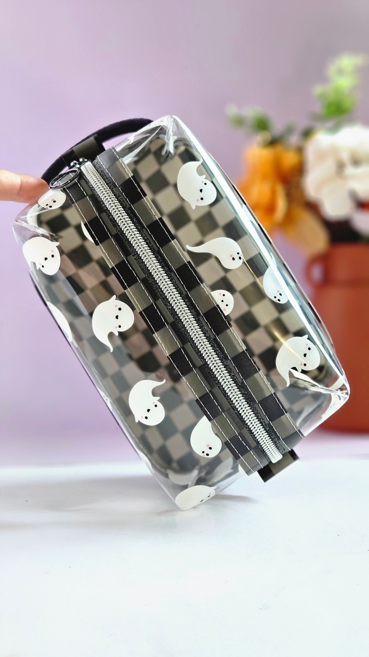 Vinyl Boxy Bag- Ghost and Black Checkered