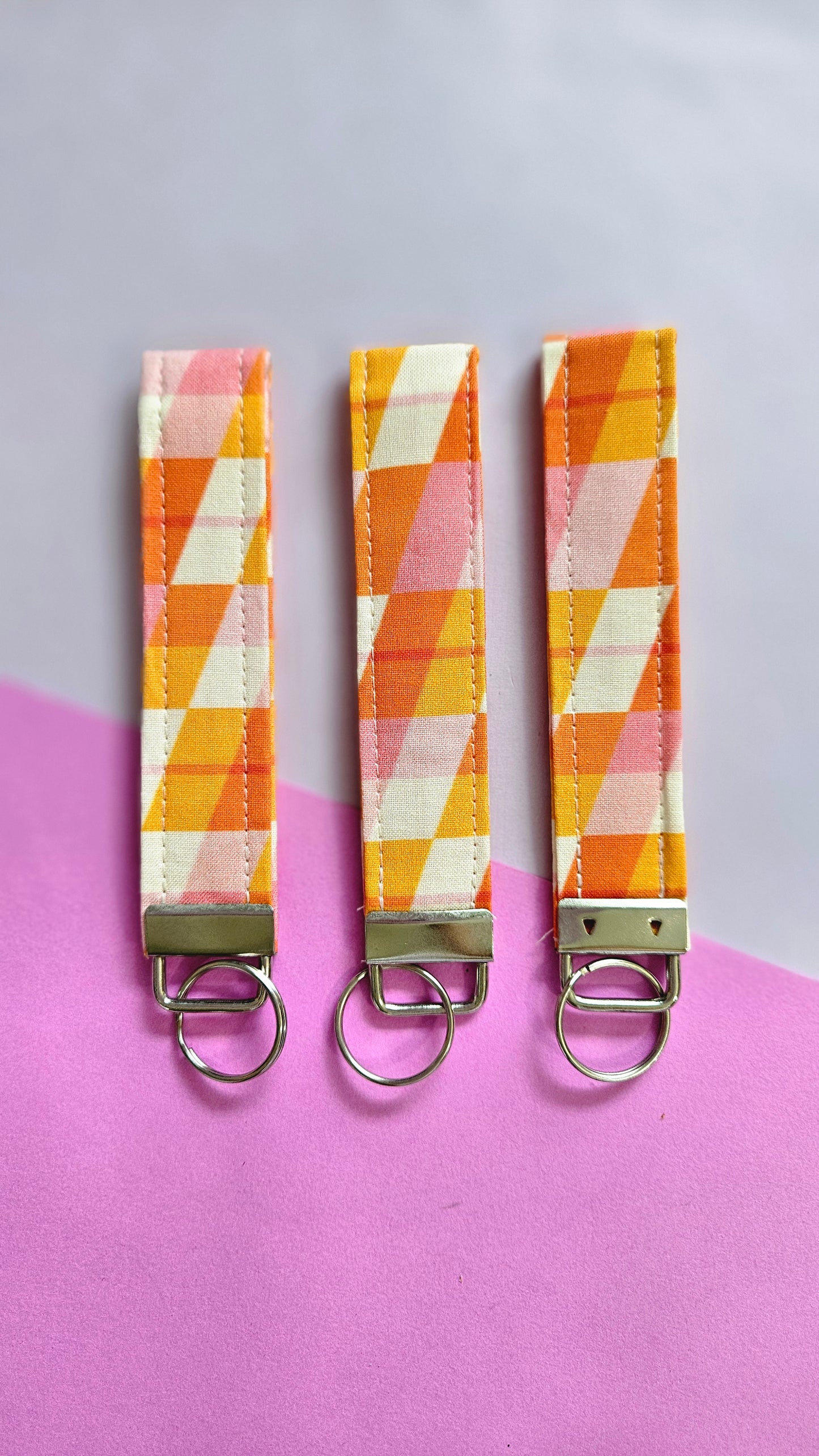 Diagonal Orange Wristlet Keychain